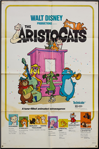 ARISTOCATS   Re-Release American One Sheet   (Buena Vista (Disney), 1980)