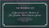 Franklin Mint  Key Exclusively For Members of the Collector Society