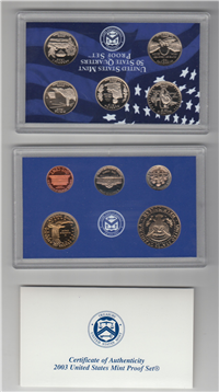 2003-s 50 State Quarters Proof Set (blue box 10 coins)