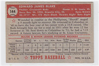 1952 Topps Baseball Card  #144 Edward J. Blake