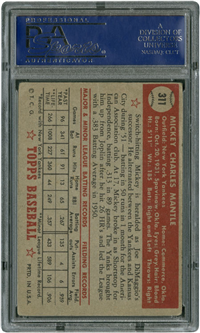1952 Mickey Mantle 311 Topps Baseball 