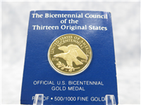 The Bicentennial Council of the 13 Thirteen Original States Official U. S. Gold Medal  (Franklin Mint, 1976)