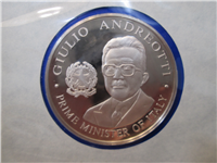 Official Bicentennial Visit Medal Honoring Giulio Andreotti, Premier of Italy (Franklin Mint, 1976)