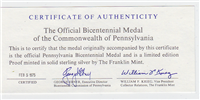 Franklin Mint  Official Bicentennial Commemorative Medal of the Commonwealth of Pennsylvania (Gold-plated version)