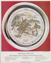 Paul Revere's Ride -1775' Bicentennial Commemorative Plate  (Danbury Mint, 1975)