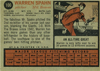1962 Topps Baseball Card #100 Warren Spahn