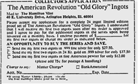 American Revolution Old Glory Ingot Collection (Hamilton Mint, 1975)