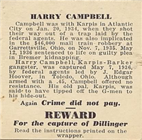 (R37)  1937 CRIME DID NOT PAY Gum Card    Harry Campbell