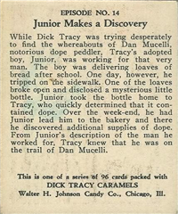 (R41) 1937 Walter H. Johnson DICK TRACY Caramels Card #14   Junior Stumbles on a Clue
