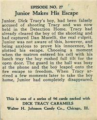 (R41) 1937 Walter H. Johnson DICK TRACY Caramels Card #27   Junior Dashed to Safety