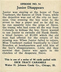(R41) 1937 Walter H. Johnson DICK TRACY Caramels Card #54   Junior Disappears