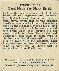 (R41) 1937 Walter H. Johnson DICK TRACY Caramels Card #85   Good News for Hank Steele