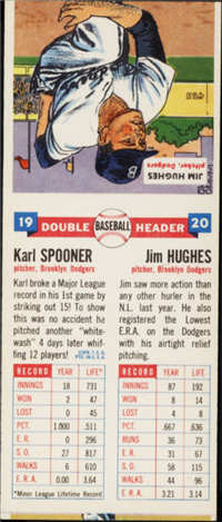 1955 Topps Double Headers Baseball  Card #19  Spooner/Hughes
