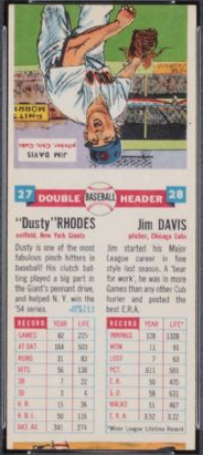 1955 Topps Double Headers Baseball  Card #27  Rhodes/Davis