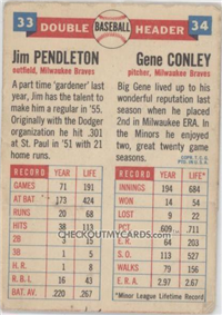 1955 Topps Double Headers Baseball  Card #33  Pendleton/Conley