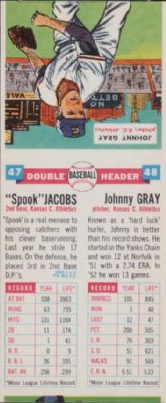 1955 Topps Double Headers Baseball 47 Jacobs/Gray