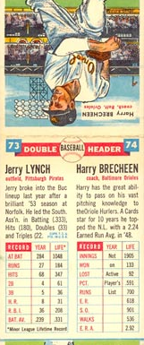 1955 Topps Double Headers Baseball  Card #73  Lynch/Brecheen