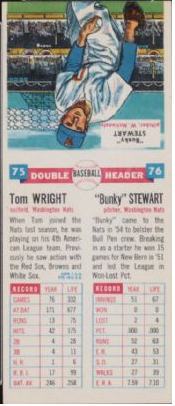 1955 Topps Double Headers Baseball  Card #75  Wright/Stewart