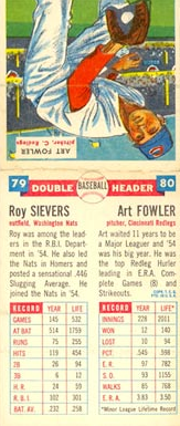 1955 Topps Double Headers Baseball  Card #79  Sievers/Fowler