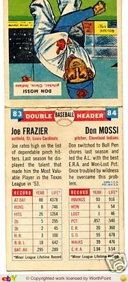 1955 Topps Double Headers Baseball  Card #83  Frazier/Mossi
