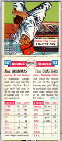 1955 Topps Double Headers Baseball  Card #107  Grammas/Qualters