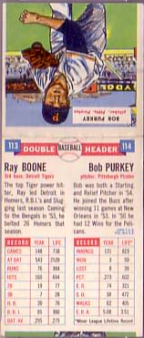 1955 Topps Double Headers Baseball  Card #113  Boone/Purkey