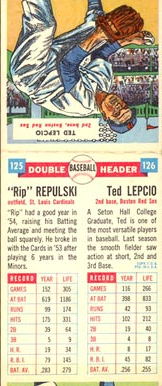 1955 Topps Double Headers Baseball  Card #125  Repluski/Lepcio