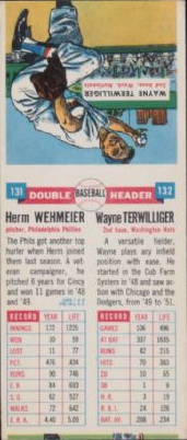 1955 Topps Double Headers Baseball 131 Wehmeier/Terwilliger