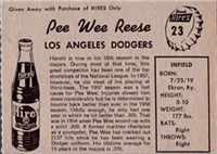 1958 Hires Root Beer Baseball 23 Pee Wee Reese HOF