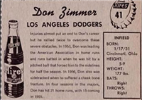 1958 Hires Root Beer Baseball Card  #41  Don Zimmer
