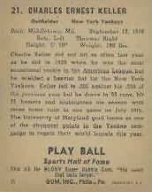1941 Play Ball Sports Hall Of Fame 21 Charlie Keller HOF