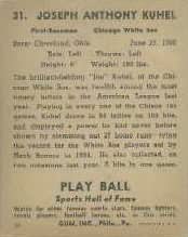 1941 Play Ball Sports Hall Of Fame 31 Joe Kuhel HOF
