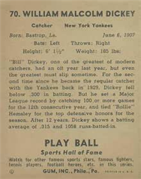 1941 Play Ball Sports Hall Of Fame 70 Bill Dickey HOF