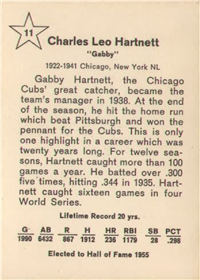 1961 Golden Press Baseball Card  #11  Gabby Hartnett  (Hall of Fame)