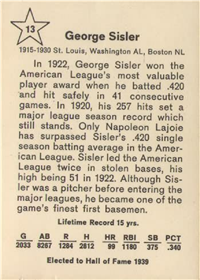 1961 Golden Press Baseball 13 George Sisler HOF