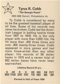 1961 Golden Press Baseball Card  #25  Ty Cobb  (Hall of Fame)