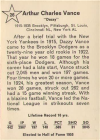 1961 Golden Press Baseball Card  #26  Dazzy Vance  (Hall of Fame)