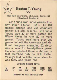 1961 Golden Press Baseball Card  #33  Cy Young  (Hall of Fame)