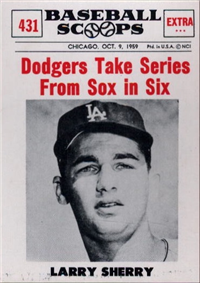1961 Nu-Card Scoops Baseball Card  #431 "Dodgers Take Series From Sox In Six"