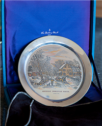 American Homestead - Winter' Currier and Ives Limited Edition Christmas Plate  (Danbury Mint, 1975)