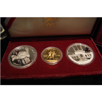 1984-sw Olympic Gold Silver 3 Coin Proof Set