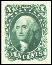 1855 10¢ Washington (USA Scott #14 green type II)
