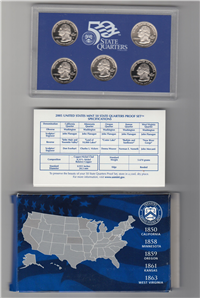 2005 50 State Quarters Proof Set (blue box 5 coins)