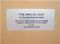 THE AFRICAN LION by Donald Richard Miller Silver Wall Sculpture  (Franklin Mint, 1977)