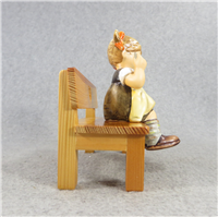 NIMBLE FINGERS Figurine with Wooden Bench (Hummel 758, TMK)