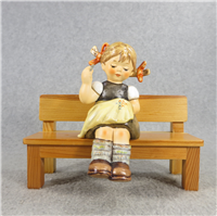 NIMBLE FINGERS Figurine with Wooden Bench (Hummel 758, TMK)