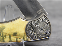 Pheasant Folding Lockback Knife in Wood Keepsake Box