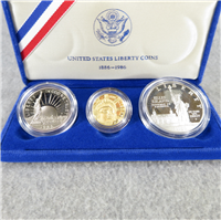 1986-sw Statue of Liberty Gold Silver 3 Coin Proof Set