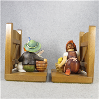 CHICK GIRL & PLAYMATES Bookends on Wooden Base (Hummel 61 A & B, TMK)