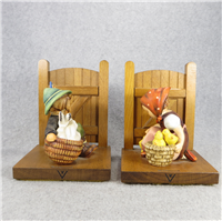 CHICK GIRL & PLAYMATES Bookends on Wooden Base (Hummel 61 A & B, TMK)